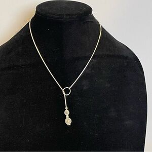 Elegant Silver Double Mesh Ball Lariat Necklace stamped 925 Silver